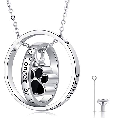 JUSTKIDSTOY Cremation Jewelry for Ashes 925 Sterling Silver Paw Urn Necklace for Cat Dog Ashes Memorial Keepsake Gifts for Women Friend