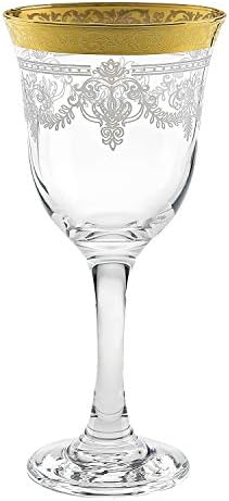 9450 Red Wine Stencil Pattern & Gold Band - Set of 6