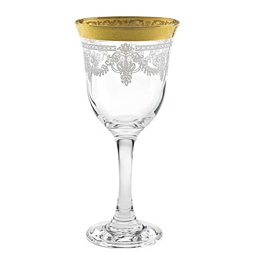 9450 Red Wine Stencil Pattern & Gold Band - Set of 6