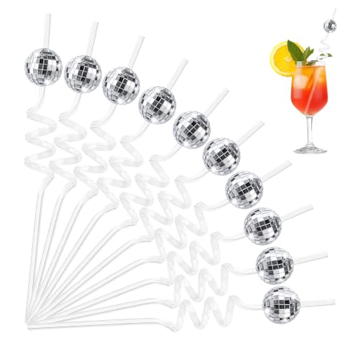 Soledea Disco Ball Reusable Straws for Party