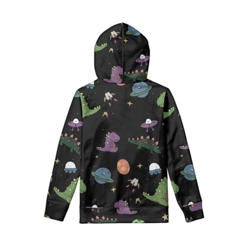 Cartoon Dinosaur Space Girls Boys Sports Casual Long Sleeve Sweatshirts Hoodies with Front Pocket Sweater Tops Age 6-16year3