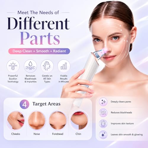 Image of 5 in 1 Multi-Function Blackhead Extractor Remover Device, Skin Cleaner, Pimple Removal Tool, Pimple Pore Cleaner Vacuum Suction Tool for Men and Women (White) (Multicolour) (off white)