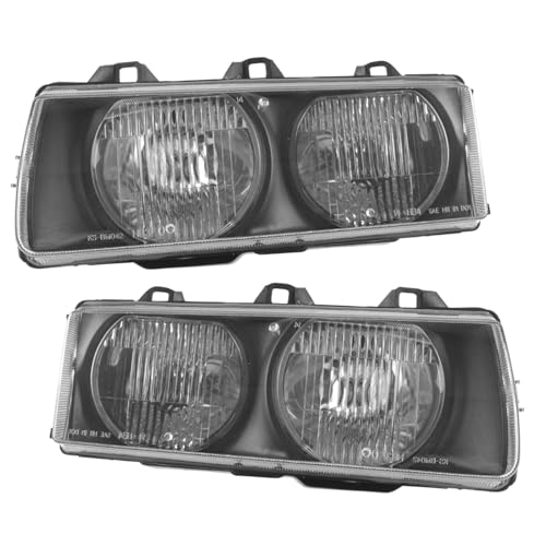 Image of TRQ 2 Piece Headlight Assembly Set Driver & Passenger Side Compatible with 92-98 318i 92-97 318is 95-99 318ti 98-99 323i 323is 92-95 325i 325is 96-99 328i 328is M3 BM2502101 BM2503101