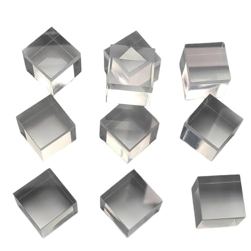 Gokeet 10 Bloques Cuadrados de Acrílico Transparente de 1 Pulgada X 1 Pulgada X 1 Pulgada, Todos los Lados Pulidos, Clavija de Varilla Cuadrada de Plástico