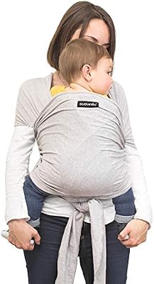 Suavinex, Baby Wrap, Fular Portabebés, Mochila Porteo Bebés, Apto para Recién Nacidos y hasta los 8 Kg. Con Bolsita de Transporte. Elástico, Amplio, Seguro y Ergonómico, Fácil de Lavar, Gris