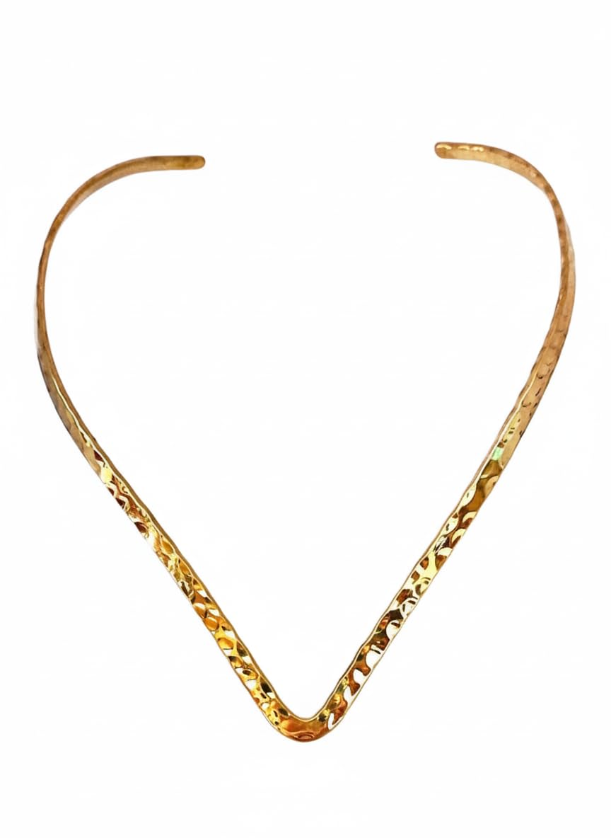 Fashionable Handmade Gold Plated Statement Hasli Necklace for Women | Traditional Choker Neckpiece | Ethnic Wedding Jewelry | Boho Tribal Hasli | Party Jewellery for Girls-picture-57