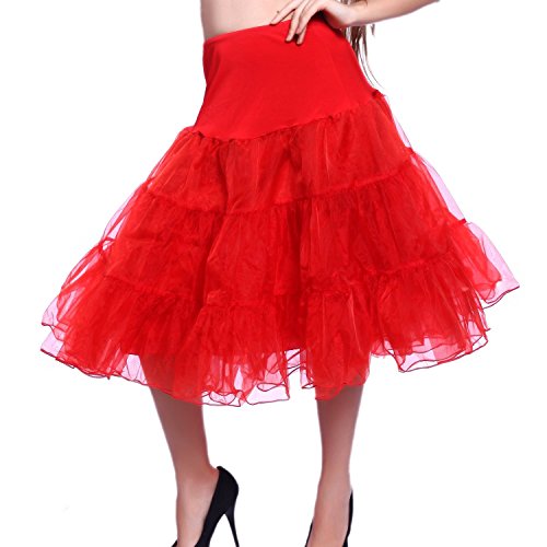 Boolavard Petticoat Underskirt Retro Vintage 50 Balançoire 1950 Rockabilly Blanc, Noir, Bleu, Rose, Rouge (S-M, Rouge)