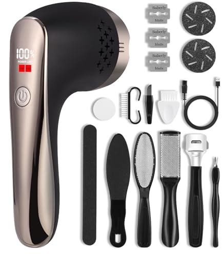 Lima Eléctrica Pies, Impermeable Pedicura Profesional, IPX7 Removedor de callos para pies con 3 Rodillos y 2 Velocidades, pantalla LCD, removerdor pie agrietada Eliminar de Callos y las Callosidades