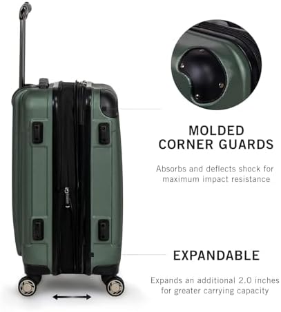 Kenneth Cole REACTION Renegade Luggage Expandable 8-Wheel Spinner Lightweight Hardside Suitcase, Cilantro, 3-Piece Set (20"/24"/28") - 4