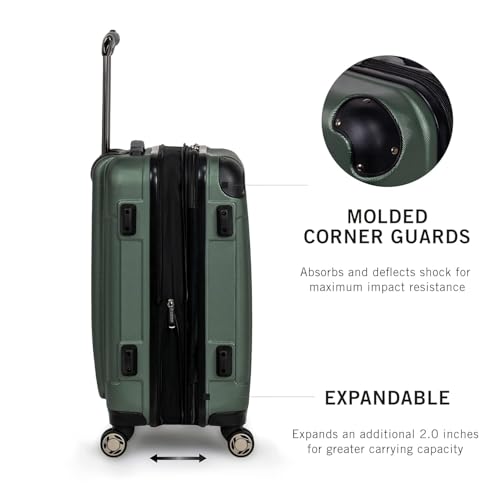 Image of Kenneth Cole Reaction Plastic Renegade 3-Piece Lightweight Hardside Expandable 8-Wheel Spinner Suitcase Travel Luggage Set, Cilantro, (20 inch /24 inch /28 inch), Green