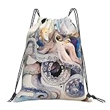 jaoxer borsa con coulisse regolabile e leggera con stampa di polpo retrò - perfetta per sport, palestra, yoga e viaggi