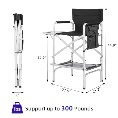 zenicham Professional Tall Makeup Chair with Folding Side Table & Storage, Portable and Sturdy Directors Chair for Makeup Artists & Beauty Enthusiasts by zenicham - Image 7