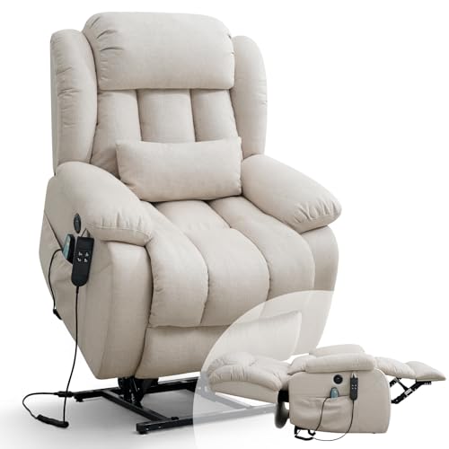 Image of Infinite Position Lay Flat Power Lift Recliner Chair for Elderly, Ivory