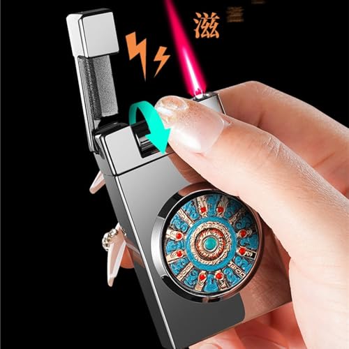 Encendedor de llama de butano ideal para regalo, compacto y resistente al viento 4