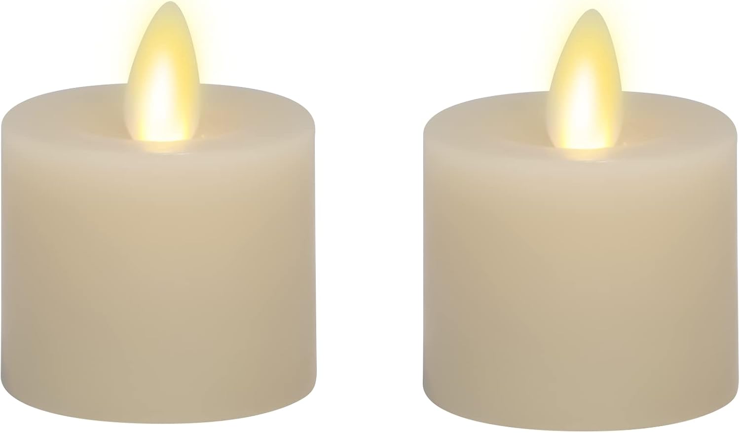 Luminara Moving Flame LED Flameless Real Wax Tealights (1.7" x 2.2") Unscented Real Wax Remote Ready Battery Operated LED Flameless Tea Light - Ivory (2-Pack)