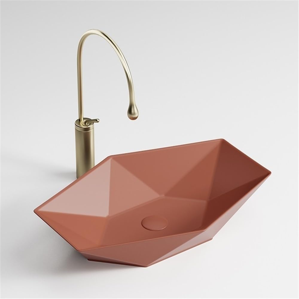 Lavabo da appoggio Oval Shaped Ceramic Integrated Wash Basin Colorful