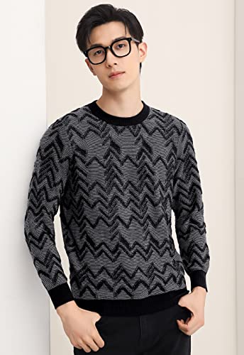 Zhili Men's Crewneck Sweater Soft Casual Argyle Pullover Sweaters_Black_Xx-Large #TOP4