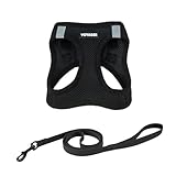 Voyager Step-in Air Cat Leash Harness Set - All Weather Mesh, Step in Vest Harness for Small and Large Cats by Best Pet Supplies - Black, XXS (Chest 12-13.5")