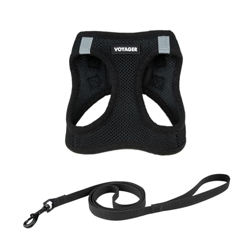 Voyager Step-in Air Cat Leash Harness Set - All Weather Mesh, Step in Vest Harness for Small and Large Cats by Best Pet Supplies - Black, XXS (Chest 12-13.5")
