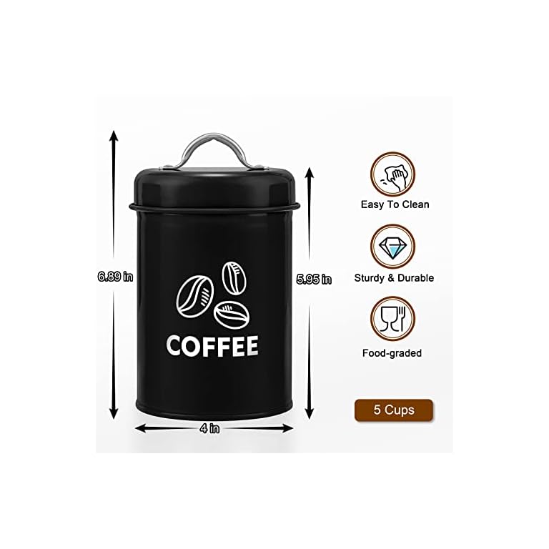 Black Canisters Set Of 3, P&P CHEF Metal Kitchen Canister With Lid Set