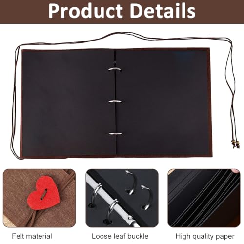 Image of HASTHIP DIY Photo Album 60 Pages with Color Stickers, Metallic Pen, Red Heart Closure, Felt Cover for Family, Graduations, Weddings, Scrapbooking, Memory Keeping, Free Size