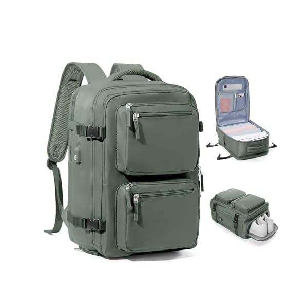 Laptop-Backpack-for-Men-Women-Flight-Approved-Travel-Backpack-Business-Backpack-with-USB-Charging-Port-Casual-Daypack-College-Computer-Backpack-Green bluterm Laptop Backpack for Men Women, Flight Approved Travel Backpack Business Backpack with USB Charging Port, Casual Daypack College Computer Backpack, Green
