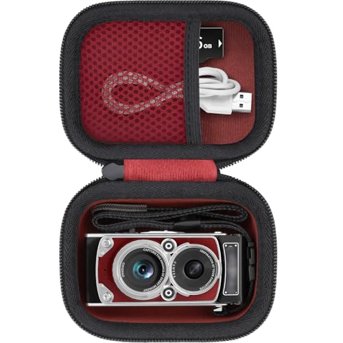 Funda rígida para cámara digital vintage CHUZHAO, roja