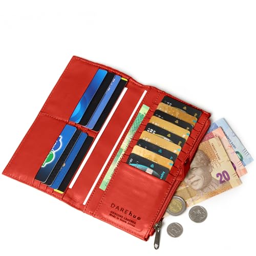 Large Slim Genuine Leather Ladies Wallet (17 card slots) (red)4