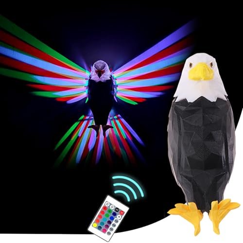 Image of 3D Colorful Bald Eagle Wall Light, Magntic Eagle Bird Shadow Night Lamp, USB Charging, 16 Colors&4 Flashing Modes&Adjustable Brightness, Wall Decoration Light