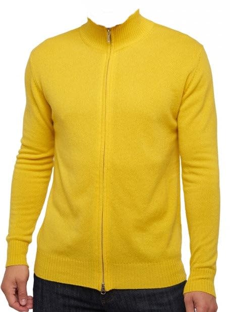 Cárdigan de cachemira para hombre de 2 capas Balldiri chaqueta de punto con cremallera