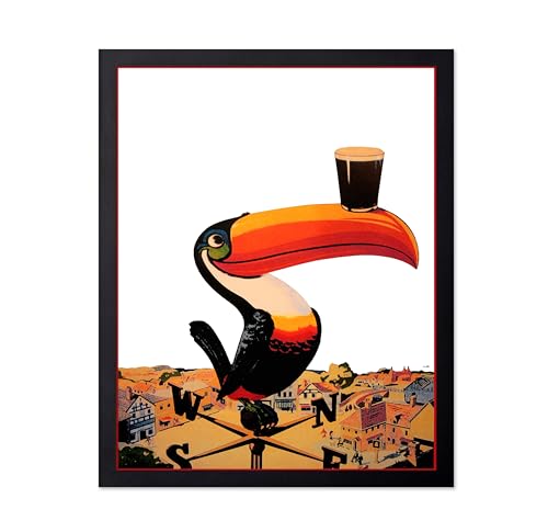 Poster Master Vintage Poster - Retro Advertising Print - Gift for Drinker, Friend - Lovely Day for a Beverage, Toucan, Beer, Alcohol - Wall Decor for Kitchen, Bar, 24x32 Unframed Wall Art