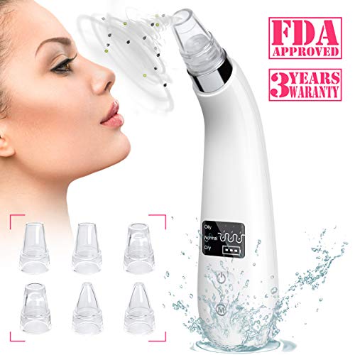 Blackhead Remover Pore Vacuum Facial Blemish Cleaner Electric Acne Comedone Extractor Tool with USB Rechargeable Blackhead Remover LED Display W/4 Suction Heads