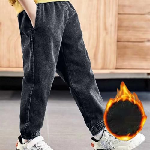 Boys Cargo Jeans Kids Elastic Waist Pull-On Jogger Denim Pants Casual Trousers with Pockets,3-10 Years3