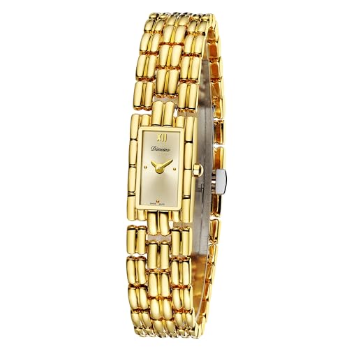 Montre dorée à quartz FORSINING en acier inoxydable, l'élégance de luxe pour femme