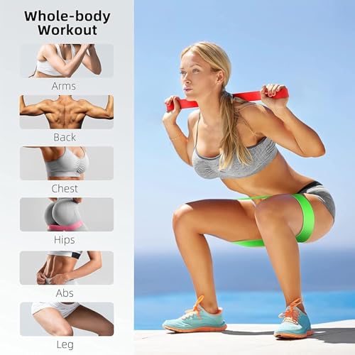 Image of Resistance Bands Set for Men and Women, Pack of 5 Different Levels Elastic Band for Home Gym Long Exercise Workout - Great Fitness Equipment for Training, Yoga - Free Carrying Bag (Multi-Colour)