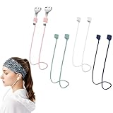 Magnetic Anti-Lost Straps for AirPods,Colorful Soft Silicone Sports Lanyard, Neck Rope Cord (Green Pink White Blue)