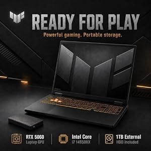 ASUS TUF F16 (2025) Gaming Laptop, 16" 165Hz FHD+ Display, 115W Max TGP RTX 5060, Intel Core i7-14650HX, 16GB DDR5, 1TB SSD, Intelligent Cooling, Win11 Home - with 1TB External HDD — photo 3 of 6