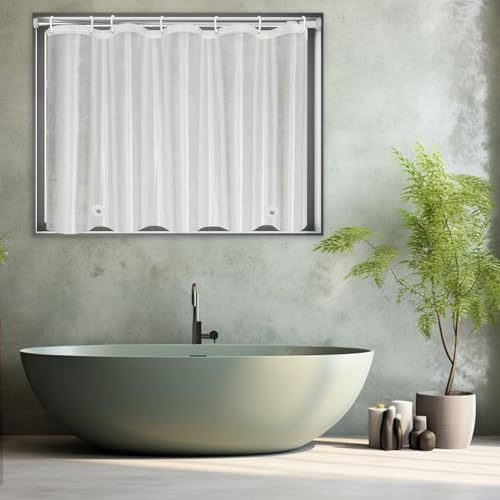 UFRIDAY Frosted Window Curtain with Hooks, Narrow Short Plastic Privacy Waterproof Shower Curtain for Bathroom, Kitchen, Car, Rack, W40 x L36 Inch by UFRIDAY - Image 6