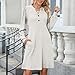 bawilom Womens Mini Dresses Long Sleeve Fall Fashion Button V Neck Flowy Casual Sweater Dress A-Line Comfy Dress with Pocket White