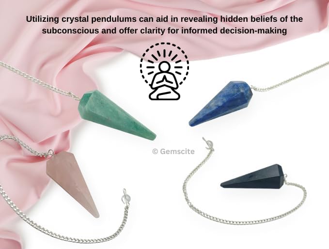 Miniatura 6 de GEMSCITE Lote de 10 piezas de péndulos de piedras preciosas con tablero de péndulo moda poderosa meditación psíquica regalo de éxito psíquico