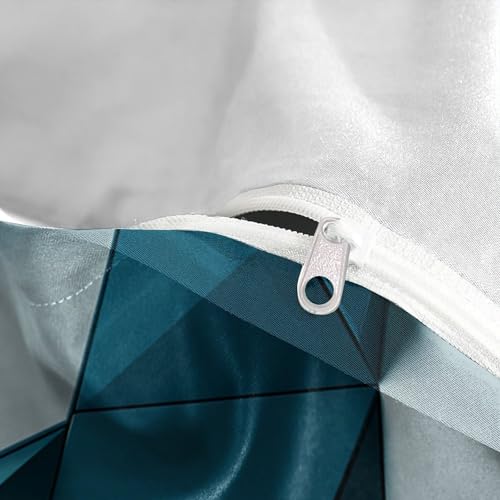 Housse de couette géométrique microfibre haut de gamme et son couvre-lit Super King 260x220 - 7