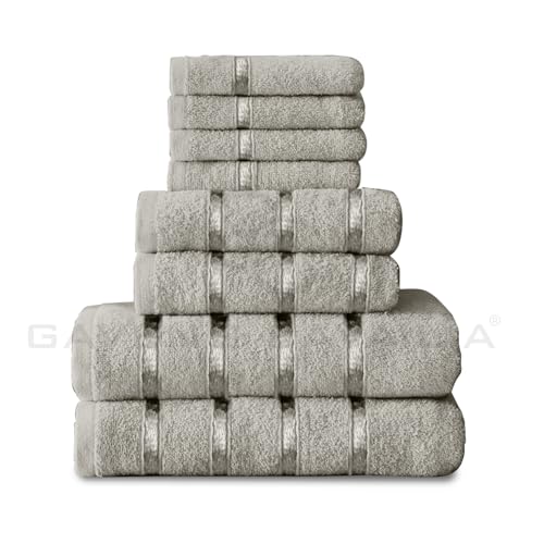 GC GAVENO CAVAILIA Boston Towel Set-75, 100% Cotton, Silver, 8 Piece Bale - 7