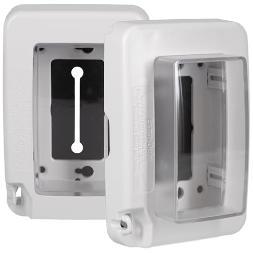 Intermatic WP7000W Low-Profile Extra-Duty Weatherproof 1-Gang Cover, White - Expandable Front Window, Versatile Mounting, Complete Installation Kit - Protect Outdoor Outlets - 2 Pack
