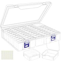 LINYAPRY Bead Organizer Box, 46 Pcs Small Bead Organizers and Storage Plastic Cases, Mini Clear Bead Storage Containers Boxes with Hinged Lid for Diamond Painting Accessories, Bead, Jewelry, Crafts