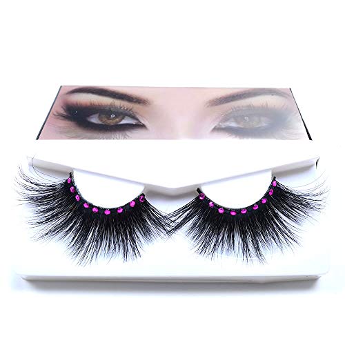 3D Mink Eyelashes Long Type 100% Siberian Mink Fur False Eyelashes Natural Layered Effect Hand Made Strips Eyelashes Reusable Make Up Real Fake Eyelashes With Crystal diamond 25mm (B14)
