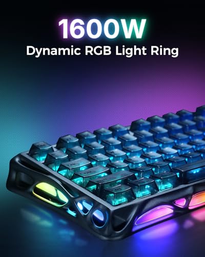 Image of GravaStar Mercury V75 HE Keyboard, 75% Hall‑Effect Magnetic Switch Gaming Keyboard, 8000 Hz Polling, 0.005RT, Wired USB-C, RGB Backlit, Adjustable Actuation, Semi‑Aluminum Chassis-Stealth Black