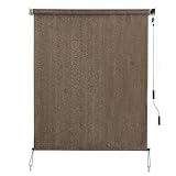 SEEYE Outdoor Sunshade Roller Shades 6' W x 8' H, Cordless Roll Up Shade Blinds Privacy Screen with 90% UV Protection, Exterior Patio Shade Cloth for Porch Pergola Balcony Backyard Windows, Mocha