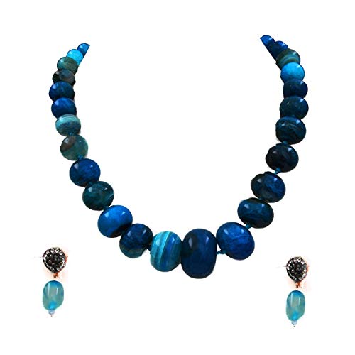 Cadeau femme perle mixed bleu cz onyx jaspe avec écrin élégant