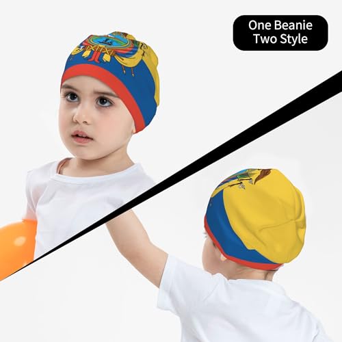 Ecuadorian Flag Children Hip Hop Knitted Hat Kids Elastic Leisure Knit Cap Warm Sleep Beanies Black4