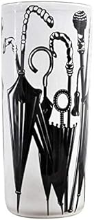 18" Black and White Ceramic Umbrella Stand